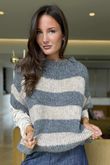  Big Softie Block Stripe Cap Sleeve Knit Top Steel /15=